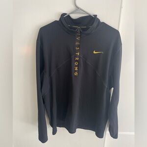 VTG Nike Livestrong 1/2 Zip Active Pullover Mens XL Black Yellow Swoosh